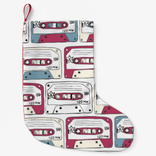 Retro Music Cassettes: Rock Background Pattern Kleiner Weihnachtsstrumpf