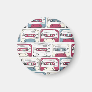 Retro Music Cassettes: Rock Background Pattern Magnet