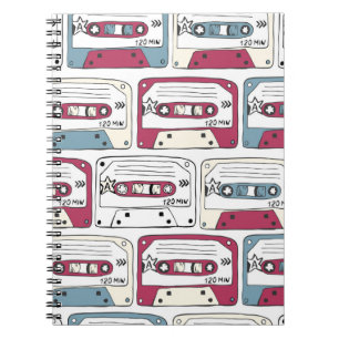Retro Music Cassettes: Rock Background Pattern Notizblock