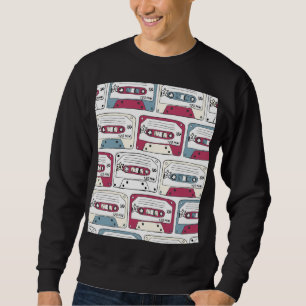 Retro Music Cassettes: Rock Background Pattern Sweatshirt