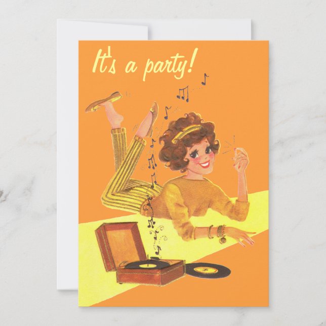 Retro Music Girl Es ist ein Party Einladung (Vorderseite)