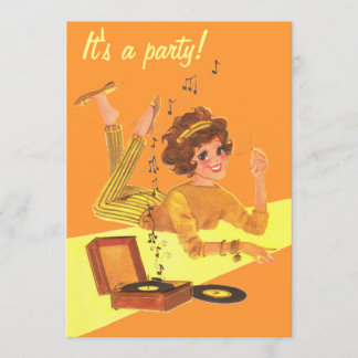 Retro Music Girl Es ist ein Party Einladung
