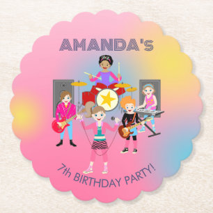 Retro Music Girls Band Birthday Party Untersetzer