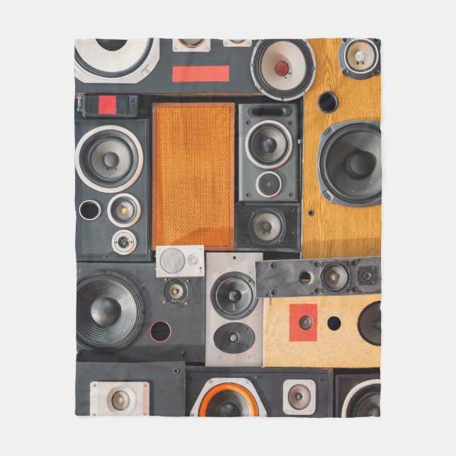 Retro Music Lautsprecher Wall Design Fleecedecke (Vorderseite)