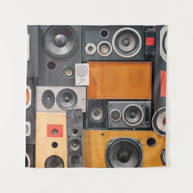 Retro Music Lautsprecher Wall Design Wandteppich (Vorderseite)
