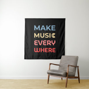 Retro Music Lover Geschenk - Musik überall machen Wandteppich