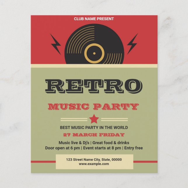 Retro Music Party Flyer (Vorne)