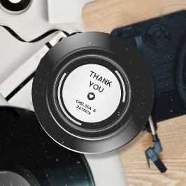 Retro Music Vinyl Record Simple Wedding Vielen Dan Runder Aufkleber