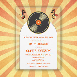 Retro Music Vinyl Super Baby shower Invitation