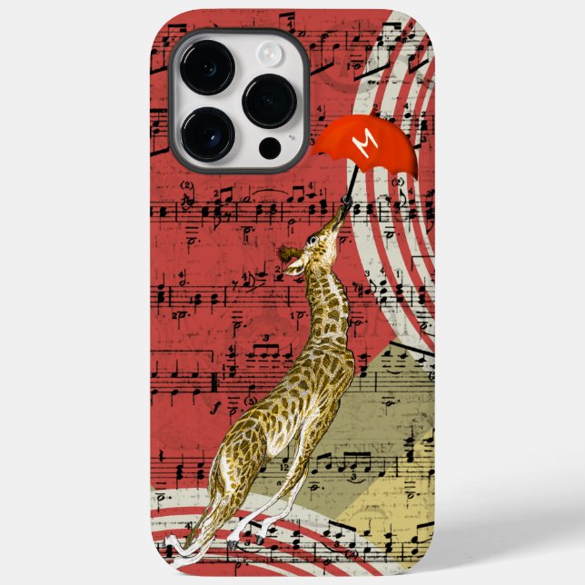 Retro Musical Flying Giraffe Roter Schirm Case-Mate iPhone Hülle (Rückseite)