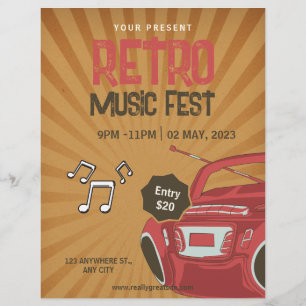 Retro-Musik-Fest-Flyer, Retro-Musikparty-Einladung Flyer