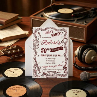 Retro-Musik-Geburtstagsfeier-Vinyl-Einladung  Einladung