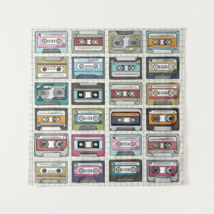 Retro-Musik-Kassette: Nostalgisches Symbol Wandteppich