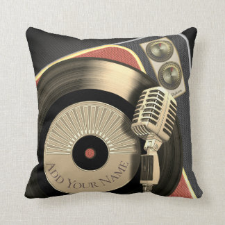 Retro Musik-Vintage Mikrofon-und Vinylaufzeichnung Kissen
