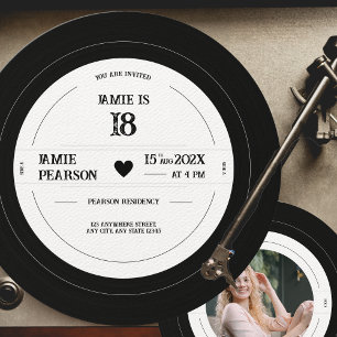 Retro-Musik-Vinyl-Schallplatte Meilenstein-Geburts Einladung