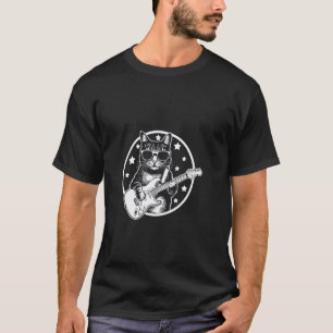 Retro-Musikliebhaber E-Gitarre Lustige Rockkatze T-Shirt