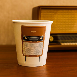 Retro-Musikliebhaber Funkgerät Mitte des Jahrhunde Pappbecher
