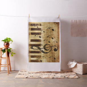 Retro-Musiknote und Klavier Stoff