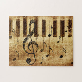 Retro-Musiknoten und Klavier
