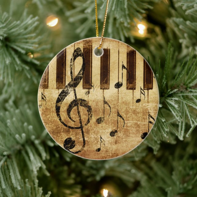 Retro-Musiknoten und Klavier Keramik Ornament (Baum)