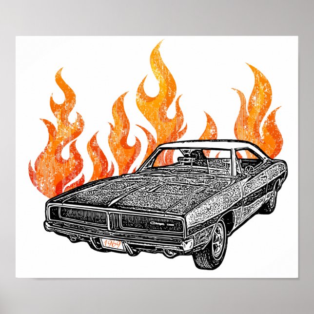 Retro-Muskelwagen Poster (Vorne)