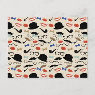 Retro Mustache Mustache Stache Muster Postkarte