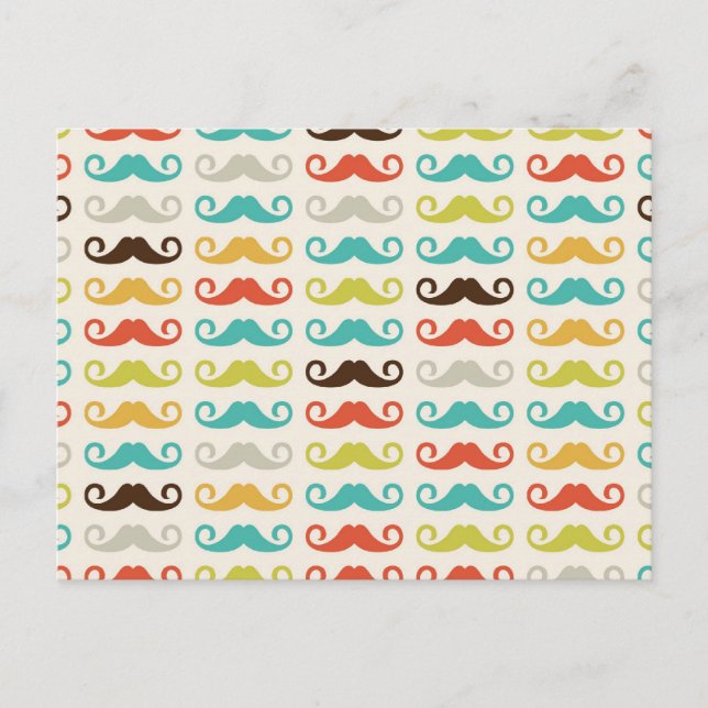 Retro Mustache Muster Postkarte (Vorderseite)