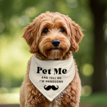 Retro Mustache Pet me Me Black Text
