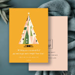 Retro Mustard Green Christmas Tree Business-Logo Feiertagskarte<br><div class="desc">Wenn Sie weitere Anpassungen benötigen,  schreiben Sie mir bitte an yellowfebstudio@gmail.com.</div>