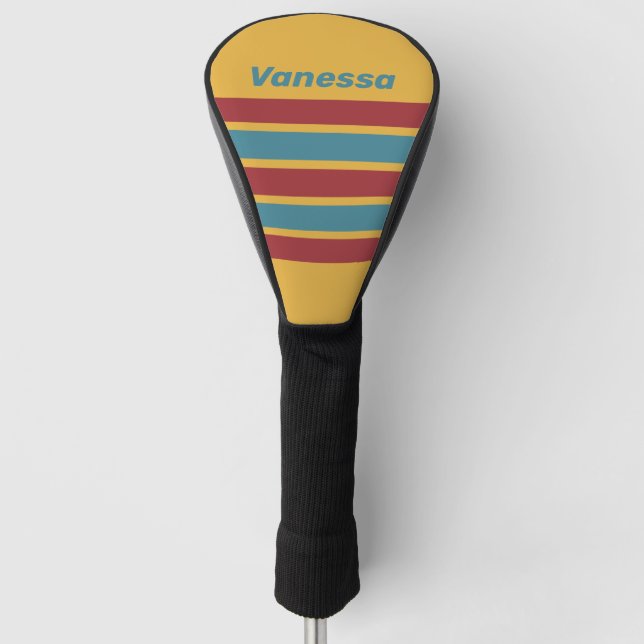 Retro Mustard Seed Across Striping with Name Golf Headcover (Vorderseite)