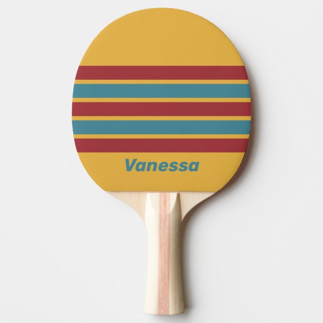 Retro Mustard Seed Across Striping with Name Tischtennis Schläger (Vorderseite)