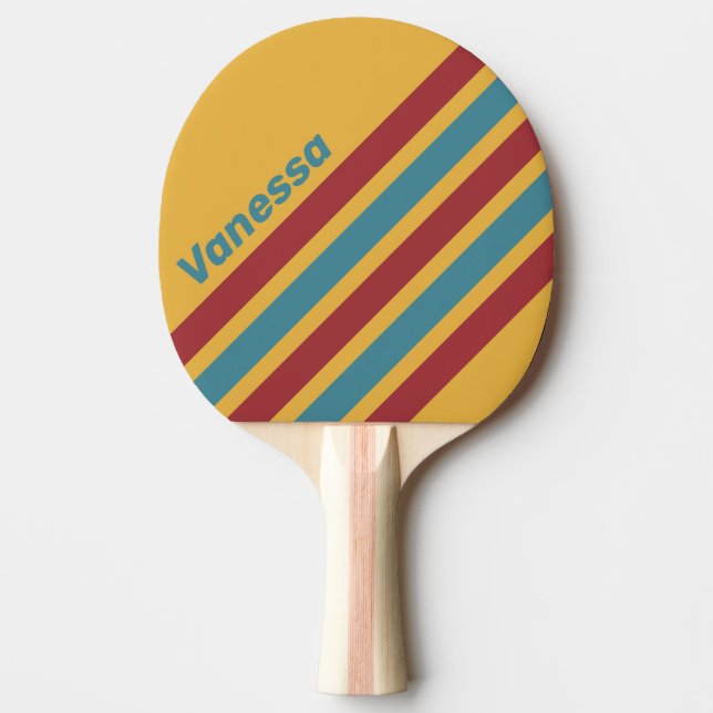 Retro Mustard Seed Angled Striping with Name Tischtennis Schläger (Vorderseite)