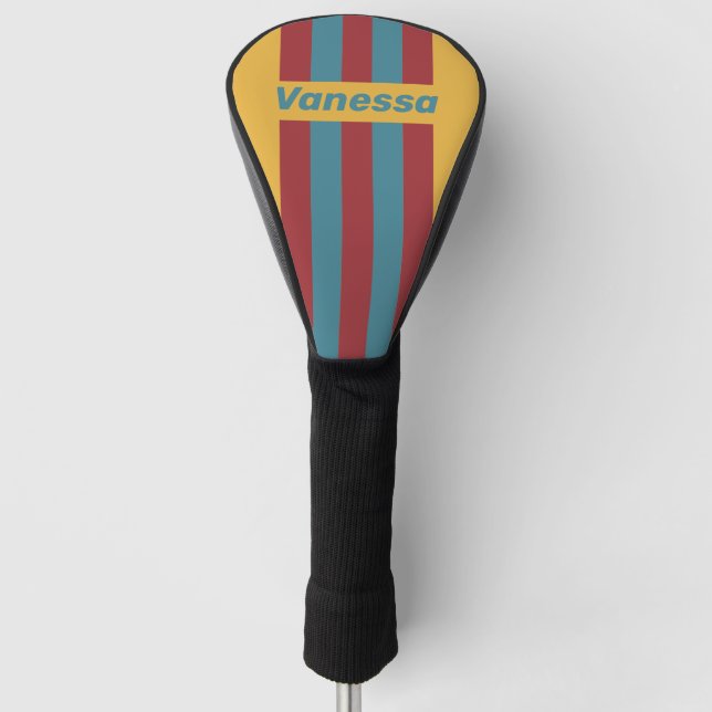 Retro Mustard Seed Pin Stripes with Name Golf Headcover (Vorderseite)