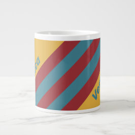 Retro Mustard Seed Stripes with Name Jumbo-Tasse