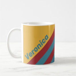 Retro Mustard Seed Stripes with Name Kaffeetasse