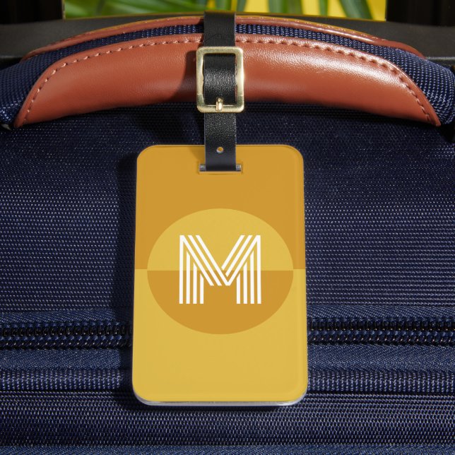 Retro Mustard Yellow Geometric Modern Monogram Gepäckanhänger (Vorderseite Insitu 2)