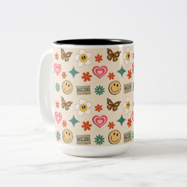 Retro-Muster 01 Zweifarbige Tasse