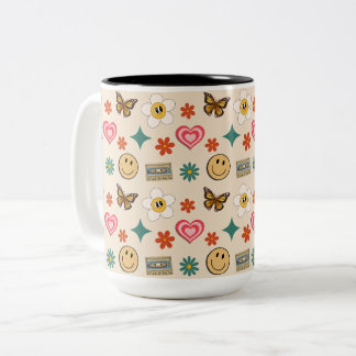 Retro-Muster 01 Zweifarbige Tasse