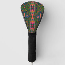 Retro-Muster Abstrakt Blau, Grün und Orange Golf Headcover