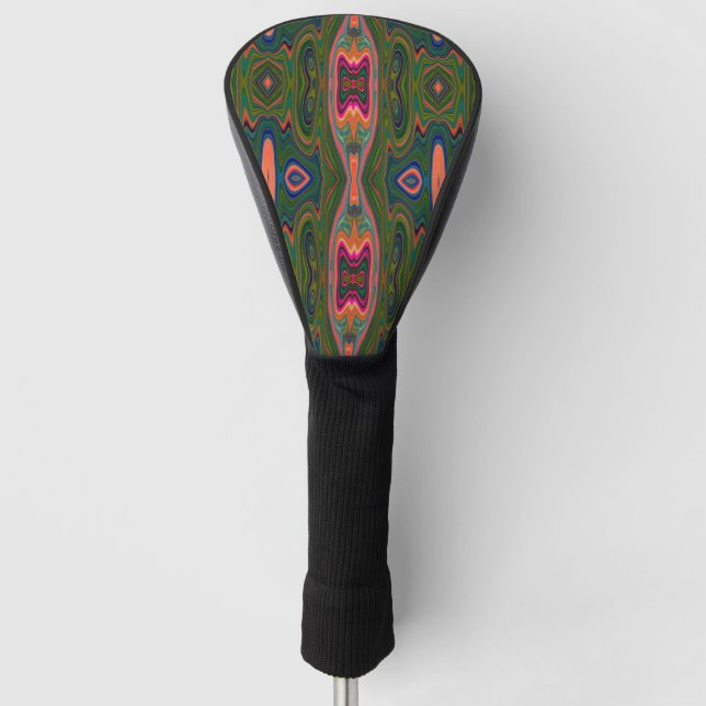 Retro-Muster Abstrakt Blau, Grün und Orange Golf Headcover (Vorderseite)