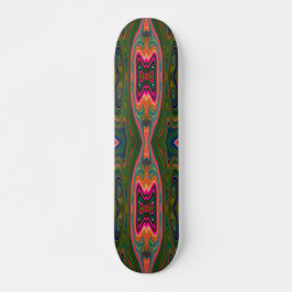 Retro-Muster Abstrakt Blau, Grün und Orange Skateboard