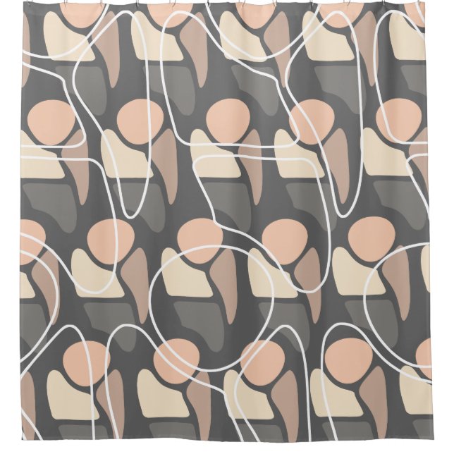 Retro Muster Abstrakt Man Peach Gray Duschvorhang (Vorderseite)