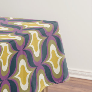 Retro-Muster Blau Gelb Beere Weiß Tischdecke