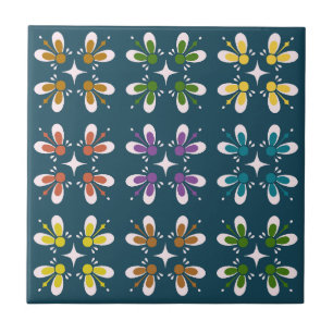 Retro-Muster der spanischen Kultur l Farbige Blume Fliese