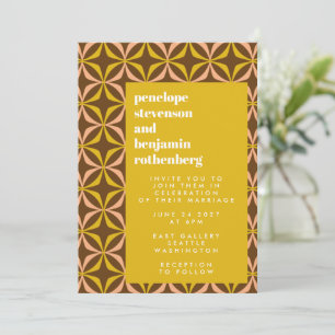 Retro-Muster fettgedruckte Typografie gelbe Hochze Einladung
