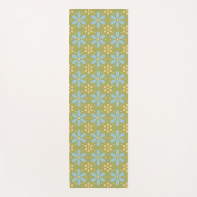 Retro-Muster für Abstrakte Blüten und Gelbe Blumen Yogamatte (Vorderseite)