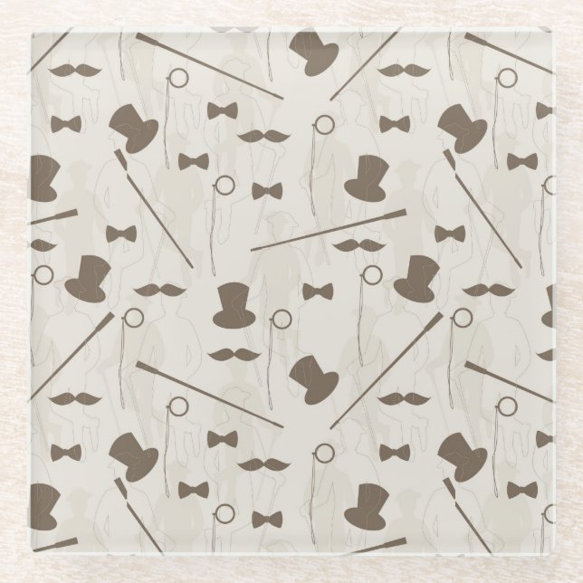 Retro Muster für Mann 2 Glasuntersetzer (Vorderseite)