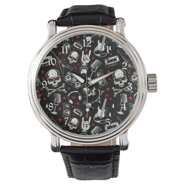 Retro-Muster für Schwermetalle Armbanduhr (Vorderseite)