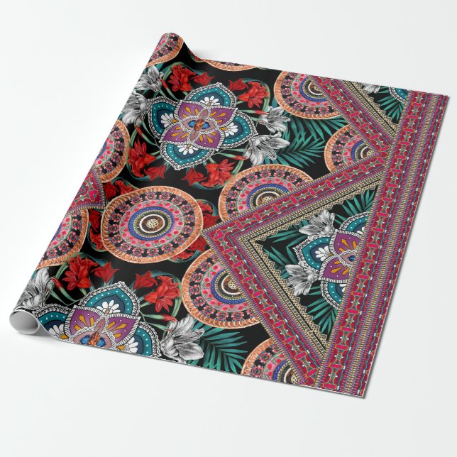 Retro-Muster Geschenkpapier (Ungerollt)