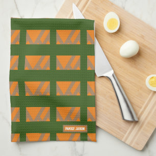 Retro Muster griechisch orange grün Geschirrtuch
